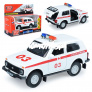 Машина металл. lada 4x4 скорая 12см, (открыв. двери, свет-звук) инерц. в коробке